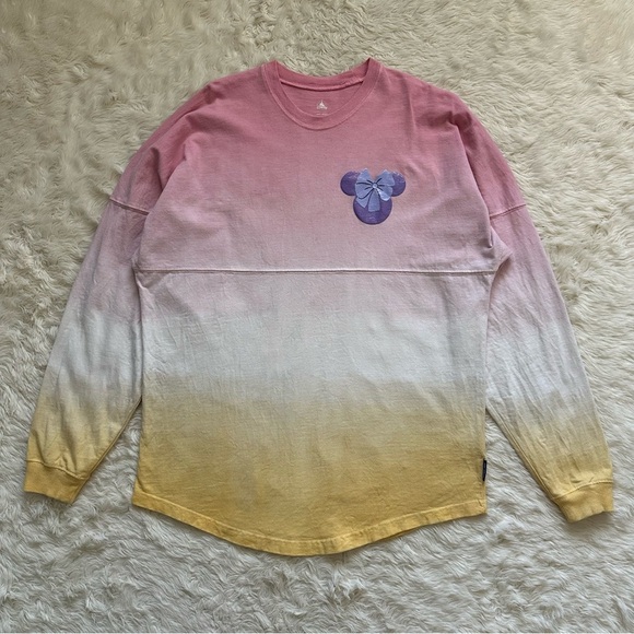 Disney Spirit Jersey Bonjour Minnie Mouse France Ombre Pink Yellow XS - Picture 3 of 12